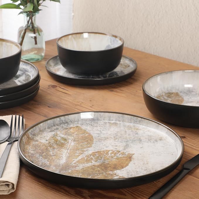 Gibson Elite Chantilly Hill 16-Piece Ceramic Dinnerware Set, Round Plates & - Image 6