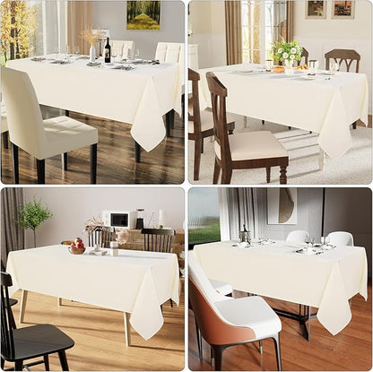 Smiry Rectangle Table Cloth, Waterproof Anti-Scratch Polyester Tablecloth, Decorative Washable Fabric Table Cover for Dining, Buffet, Parties and Outdoor, 60x84, Beige