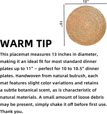 13 Inch Round Woven Plate Placemats Set of 15, Farmhouse Rustic Straw Braided - Image 3