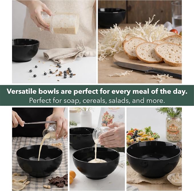 Brew To A Tea BTaT- Soup Bowls Set, 16 Ounces, Porcelain Dishes - Image 4