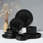 HaWare Dinnerware Sets, 12-Piece Plates and Bowls Set, Matte Black | Stoneware by HaWare