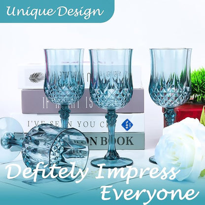 24Pack Plastic Wine Glasses, 7oz Vintage Goblets - Image 5