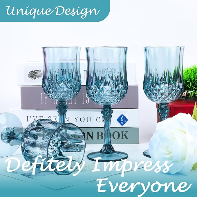 48Pack Plastic Wine Glasses, 7oz Vintage Goblets - Image 5