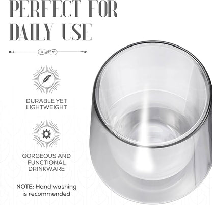 Elle Decor Double Wall Insulated Glasses, 2-Piece 8 oz Clear Borosilicate Glass - Image 3