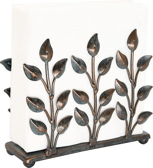 OwlGift Antique Metal Cooper Green Napkin Holder, Napkin Dispenser for Cocktail or Luncheon Napkins, Vertical Napkin Holders for Kitchen, tables, and Outdoor