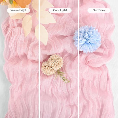 15 Pack Pink Table Runner 17 x 108inch Cheesecloth Table Runner Boho Gauze - Image 6