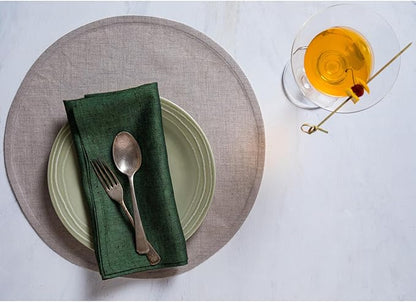 Solino Home Linen Napkins Set of 4-100% Pure Linen Forest Green Dinner Napkins Cloth 20 x 20 Inch for Winter, Easter, St Patricks Day - Athena, Handcrafted and Machine Washable