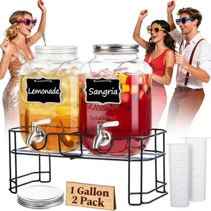 KIKCOIN 1 Gallon Glass Drink Dispensers by Kikcoin