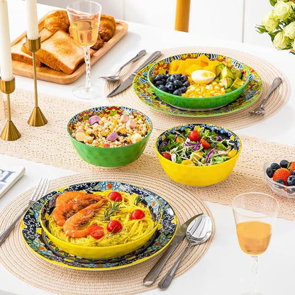 vancasso Boho Cereal Bowls Set of 6, 26 oz Ceramic Soup Bowls - Image 6
