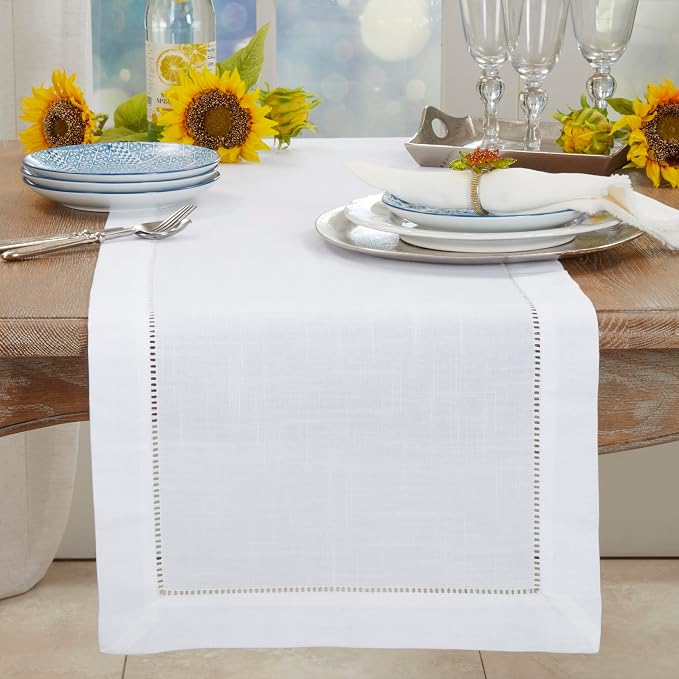 SARO LIFESTYLE Hemstitched Border Table Runner - Image 3