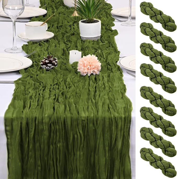 8 Pack Olive Green Cheesecloth Table Runner 17x108 inch | Boho Gauze Cheese by Unknown