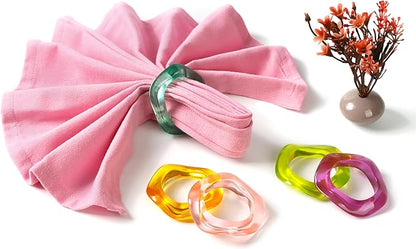 ALPHA Living HOME Set of 12 Epoxy Resin Napkin Rings - Handcrafted Napkin Ring Holders 1.5" Napkin Rings for Christmas Party Decoration, Dinning Table, Family Gatherings, Table Décor(Multi Pastel)