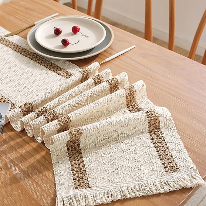 Boho Table Runner for House Decor 132 Inches Long Farmhouse Macrame Table - Image 3