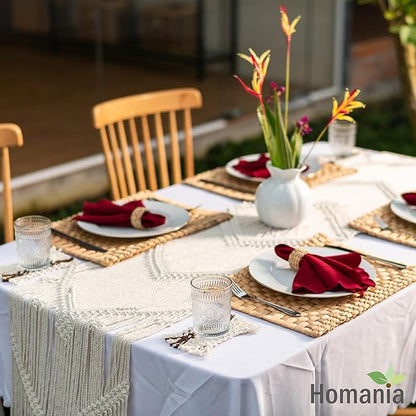 Table Mats Set of 6, Dining Decor, Heat Resistant Farmhouse Placemats Set of 6, Boho Placemats, Place Mats for Dining Tables, Wicker Woven Placemats, (Rectangle 17x12 in)