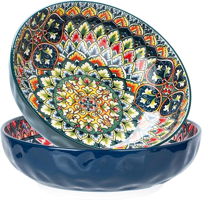 75 Oz Serving Bowls, Bohemian Style Large Porcelain Dishes by Ronanemon