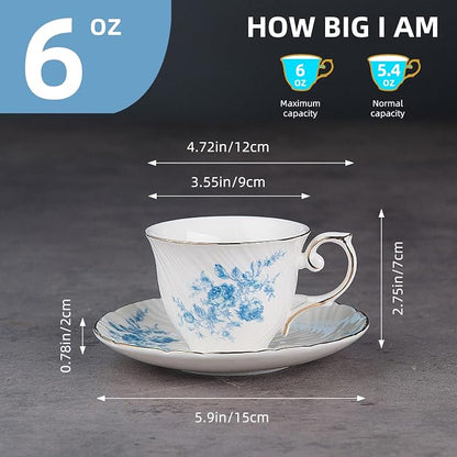 Agyiuns tea cups and saucers ceramic coffee mug 6oz - Image 2