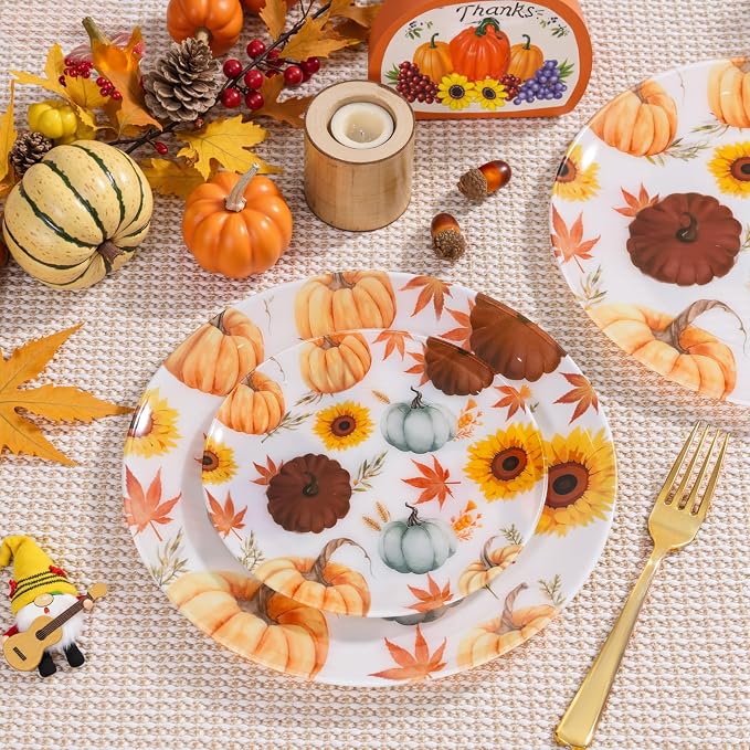 24Pcs Thanksgiving Plastic Plates - Image 3