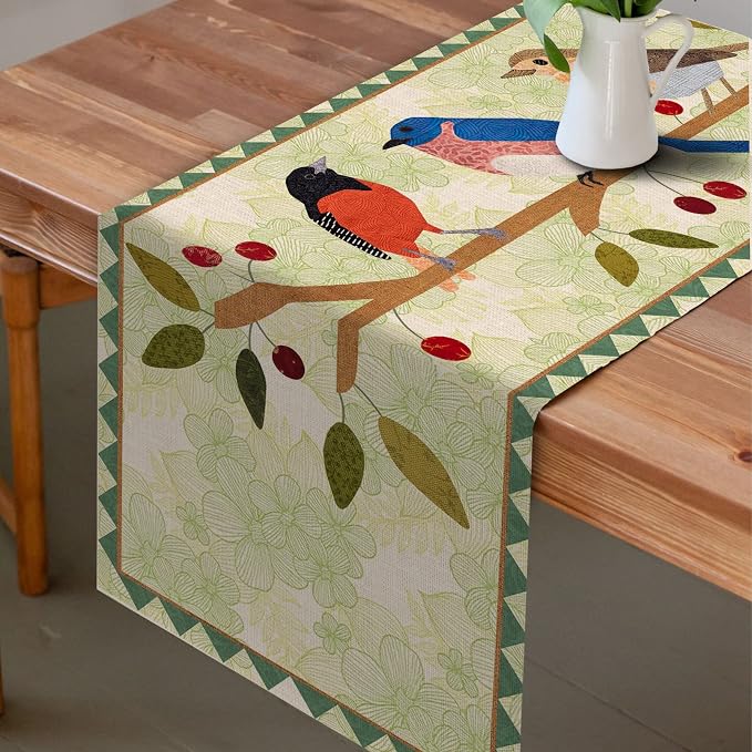Seliem Summer Birds Tree Branches Table Runner, Cardinal Home Kitchen | Dining - Image 5