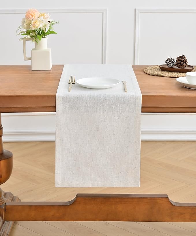 Wracra Linen Table Runner, Burlap Cream Table Runners 36 Inches Long | Rich - Image 5