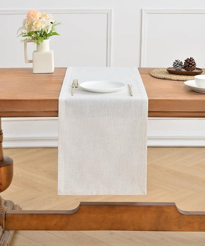 Wracra Linen Table Runner, Burlap Cream Table Runners 36 Inches Long | Rich - Image 5