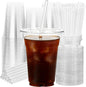 16oz 50 Pack Plastic Cups with Lids and Straws | Cold Drinking Disposable Cups by NewCupNewLife-cundao