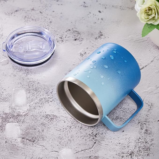 MEWAY 12oz Coffee Mug With Handle and Sliding Lid, Stainless Steel Travel - Image 7