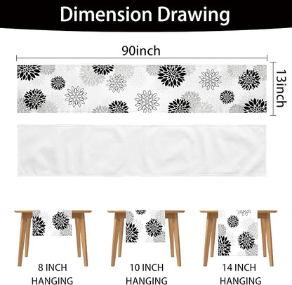 Dahlia Flower Table Runner 13x90 Inch Farmhouse Blue Gray Runners Modern Table - Image 7