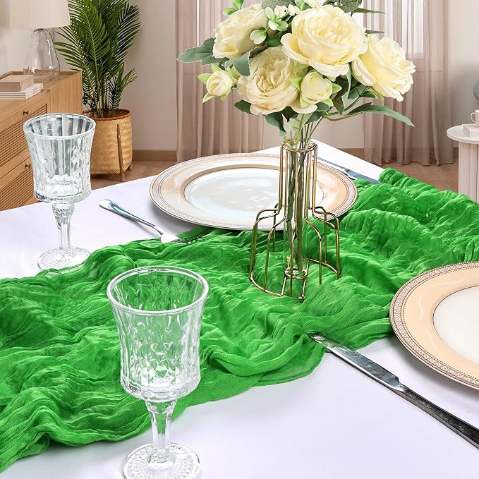 6 Pack 10Ft Green Cheesecloth Table Runner 23 x 120 Inch | Gauze Rustic Boho - Image 6