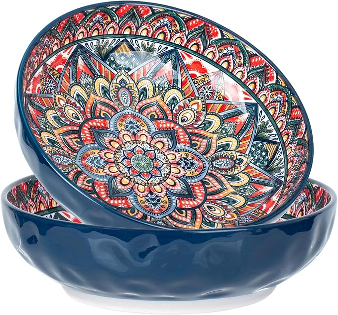75 Oz Serving Bowls, Bohemian Style Large Porcelain Dishes by Ronanemon