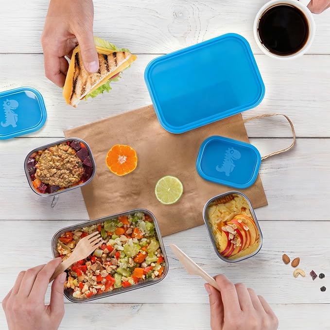 3 CUP+1 CUP Stainless Steel Lunch Snack Containers Set | Leak Proof 304 - Image 6