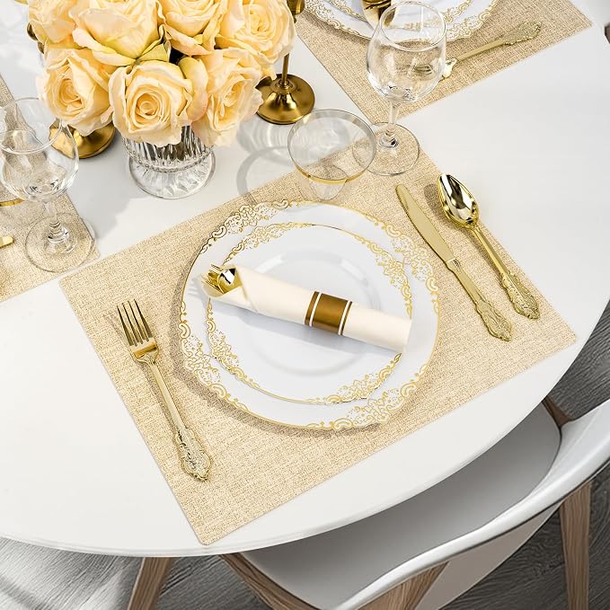Bestluck 350PCS Gold Disposable Dinnerware - Image 5