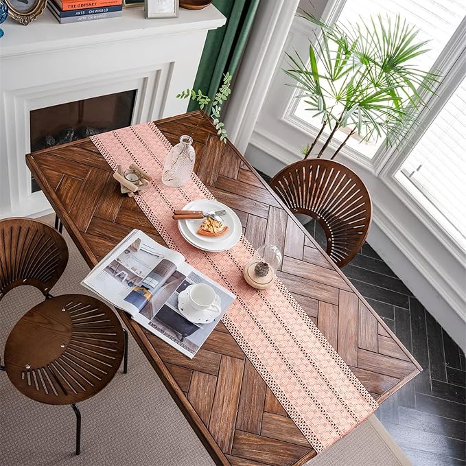 Macrame Table Runner Pure Pink Boho Table Runners - Image 6
