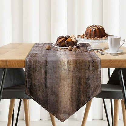 Brown and Grey Table Runner, Teal Abstract Modern Art Burlap Table Runners - Image 2
