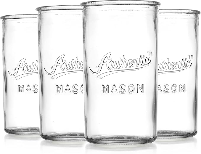 Glaver's Drinking Glasses – Set of 4 Authentic Mason Vintage Glassware – Clear - Image 4
