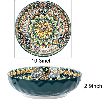 Large Serving Bowls, 75 Oz Fruit Salad Bowls, Bohemian Style Large Porcelain - Image 4