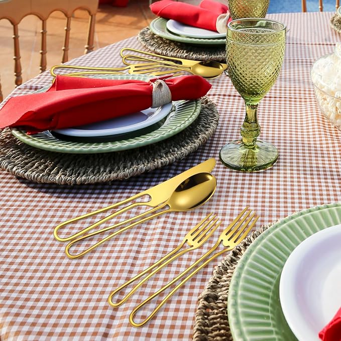Gold Silverware Hollow 20 Piece Flatware Set - Image 9