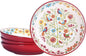 Bico Red Spring Bird Pasta Bowls, 35oz Salad Bowl Set of 4, Large Ceramic by Bico