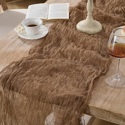 12 Pack Coffee Brown Cheesecloth Table Runners, 120 Inch 10Ft Gauze Table Runner - Image 2