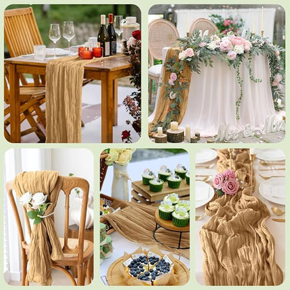 Cheesecloth Table Runner Khaki 10FT Boho Gauze Runner - Image 7