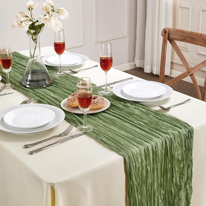 AGIRL Sage Green Cheesecloth Table Runner 10FT Boho Gauze Home Decor | Rustic by AGIRL