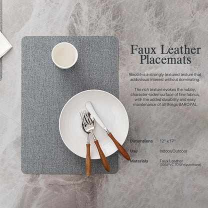 Faux Leather Placemats Set of 8 Vinyl Washable Wipeable Table Mats for Kitchen Dining Table Heat Resistant Waterproof Modern Indoor/Outdoor Placemats Non-Slip Easy Clean Place Mats (Stargaze)