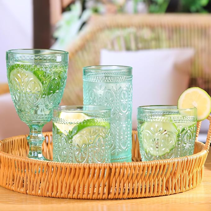 abrwyy Glassware set of 4, Vintage Drinking Glasses, 10oz Heavy Duty Glass Cups - Image 6