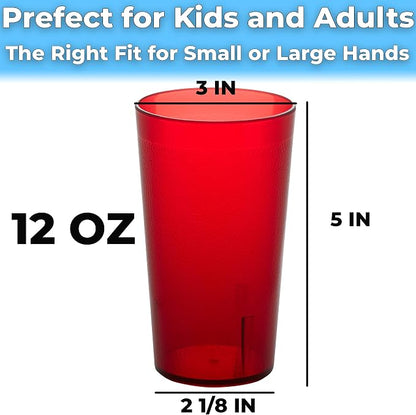 Restaurant Grade, BPA-Free 12oz Red Plastic Cups 6pk. Super Durable, Break - Image 6
