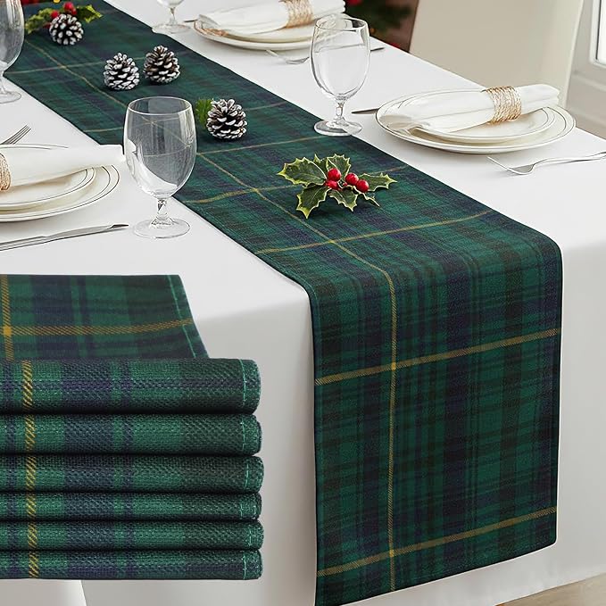 Gilprop 6 Pcs 72 x 13'' Tartan Plaid Bear Babyshower Table Runner Vintage by Gilprop