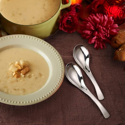 HIWARE Thick Heavy-weight Soup Spoons, High Grade Stainless Steel Soup Spoons - Image 4