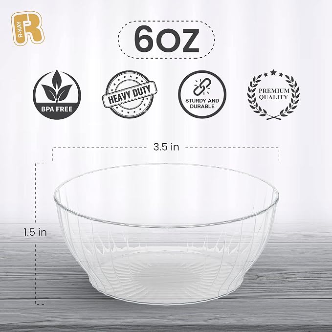 R-Kay 6 Oz Clear Plastic Small Bowls - Image 6