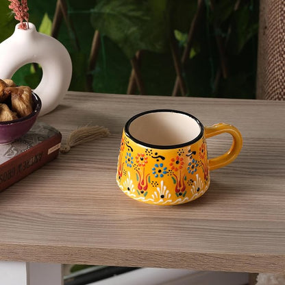 BCS 6 Oz Cappuccino Cups Set of 2, Hand-Painted Ceramic Coffee & Tea Mugs | - Image 7
