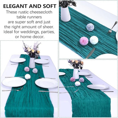 12 Pack Teal Cheesecloth Table Runner 35 x 120 Inch | Boho Gauze Fabric - Image 5
