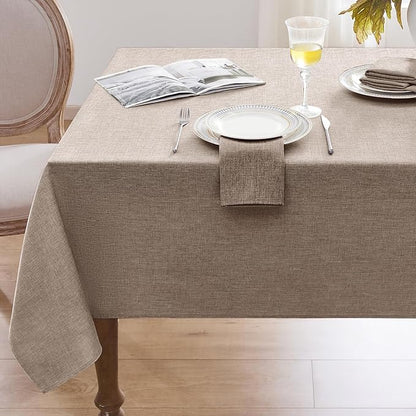 Softalker Small Rectangular Tablecloths 70x52 Inch Brown Linen Textured Outdoor Table Cloth Stain and Wrinkle Resistant Table Cover for Spring,Easter,Summer,Party,Garden,Coffee Modern Decor Tabletop