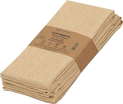 Ruvanti Cloth Napkins Set of 6, 18x18 Reusable Napkins Cloth Washable, Soft & Durable Table Napkin, Poly Cotton Fabric Dinner Napkins for Parties, Christmas, Thanksgiving, Weddings - Honey